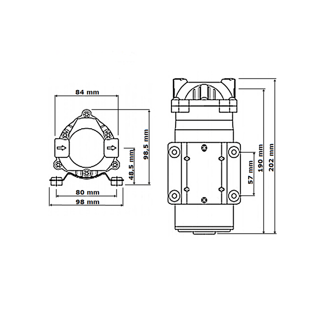 Booster Pumpe 24V 2.6A 4h 600 GPD