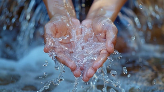 Wasser fließt in Hände